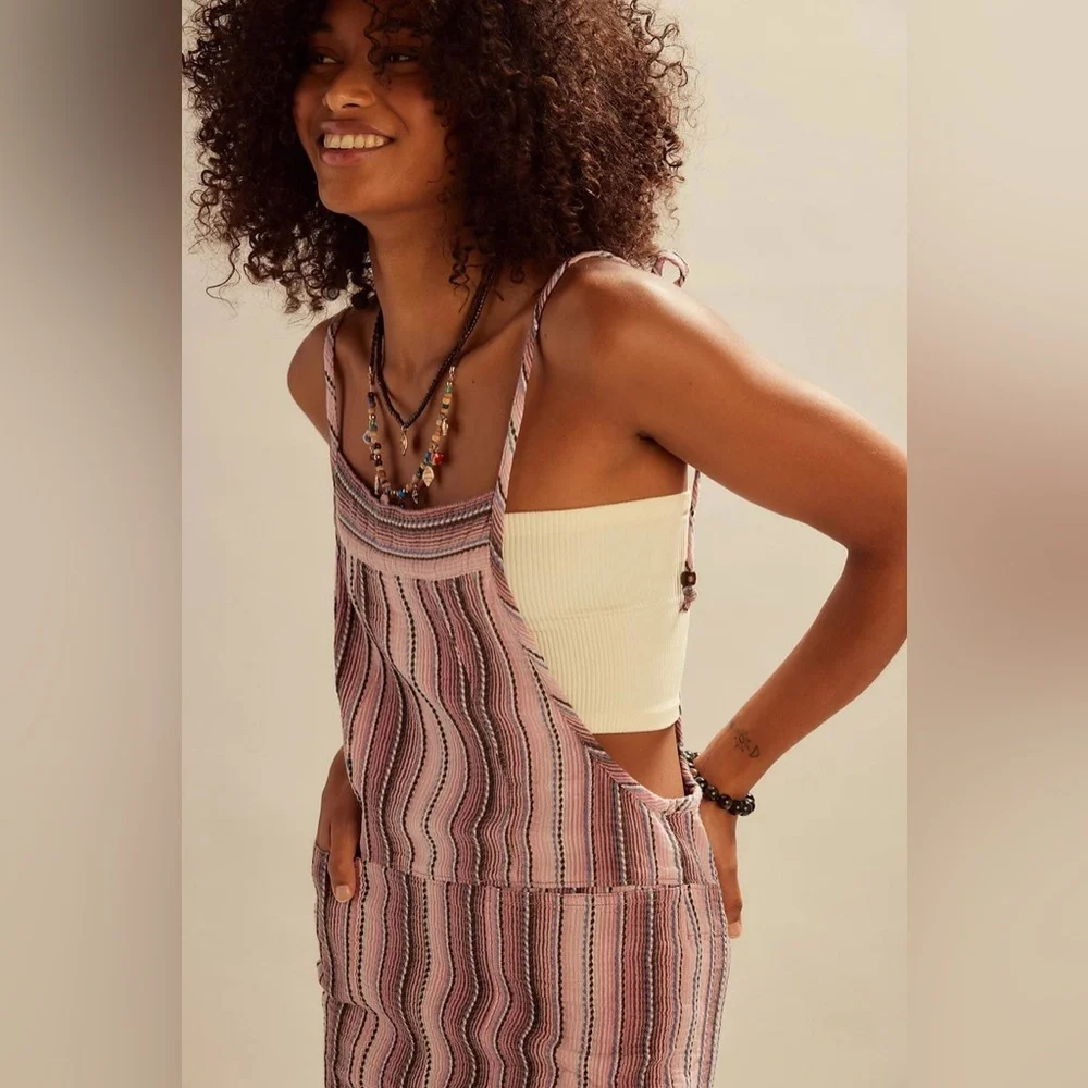 Free People Striped Pink Jumpsuit